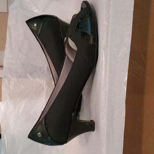 Size 10 black heels.   Open toe.  Life Stride.